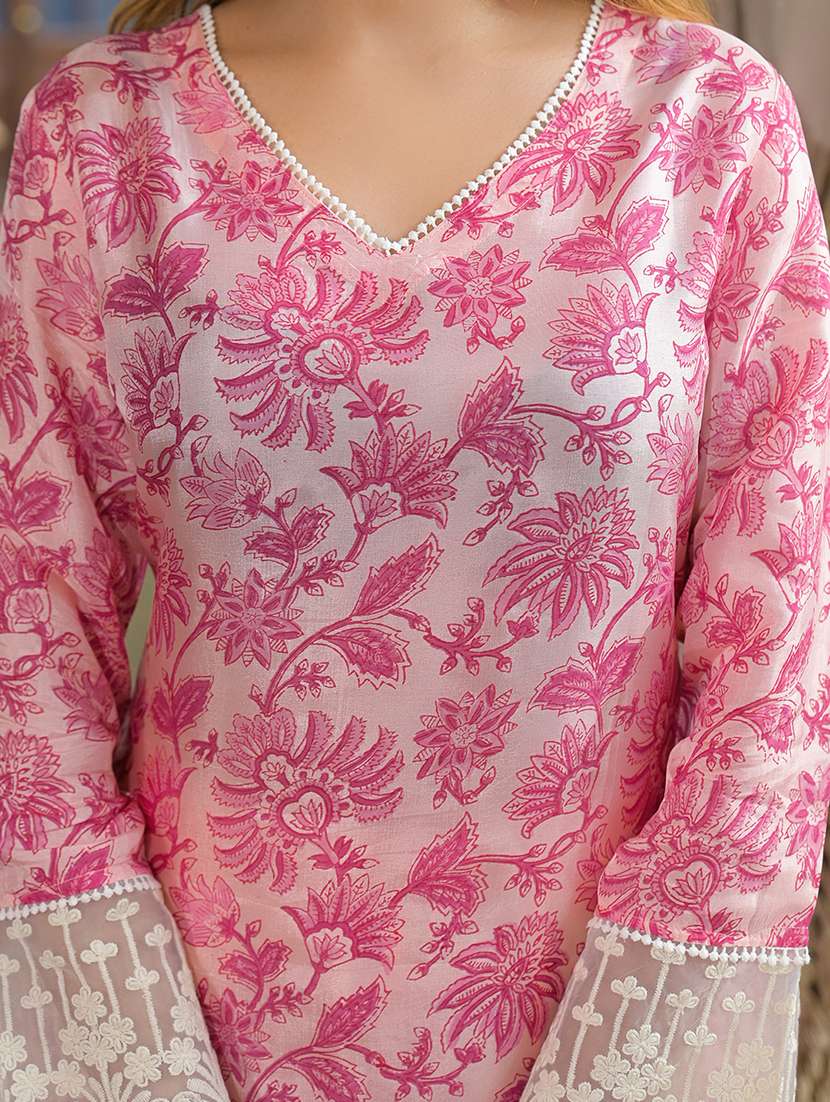 women floral three quarter sleeve kurta pant with dupatta set - 22107719 -  Standard Image - 5