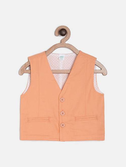 boys solid sleeveless waistcoat - 22107727 -  Standard Image - 0