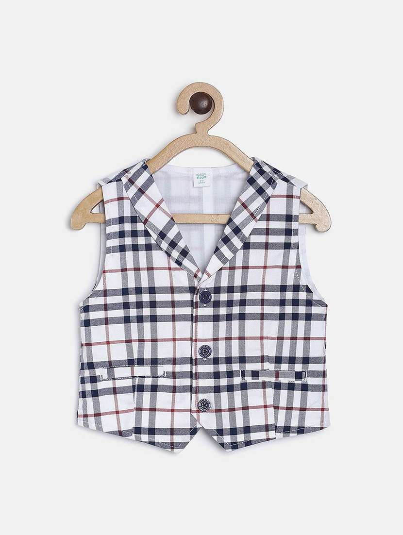 boys checkered sleeveless waistcoat