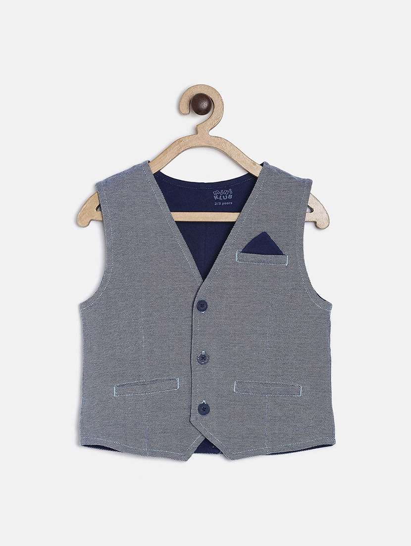 boys solid sleeveless waistcoat jacket