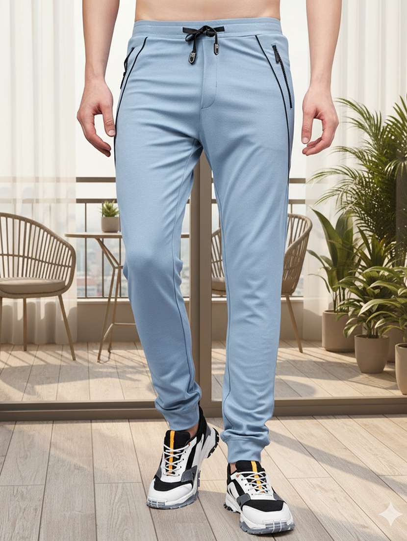 men solid mid rise regular fit full length track pant