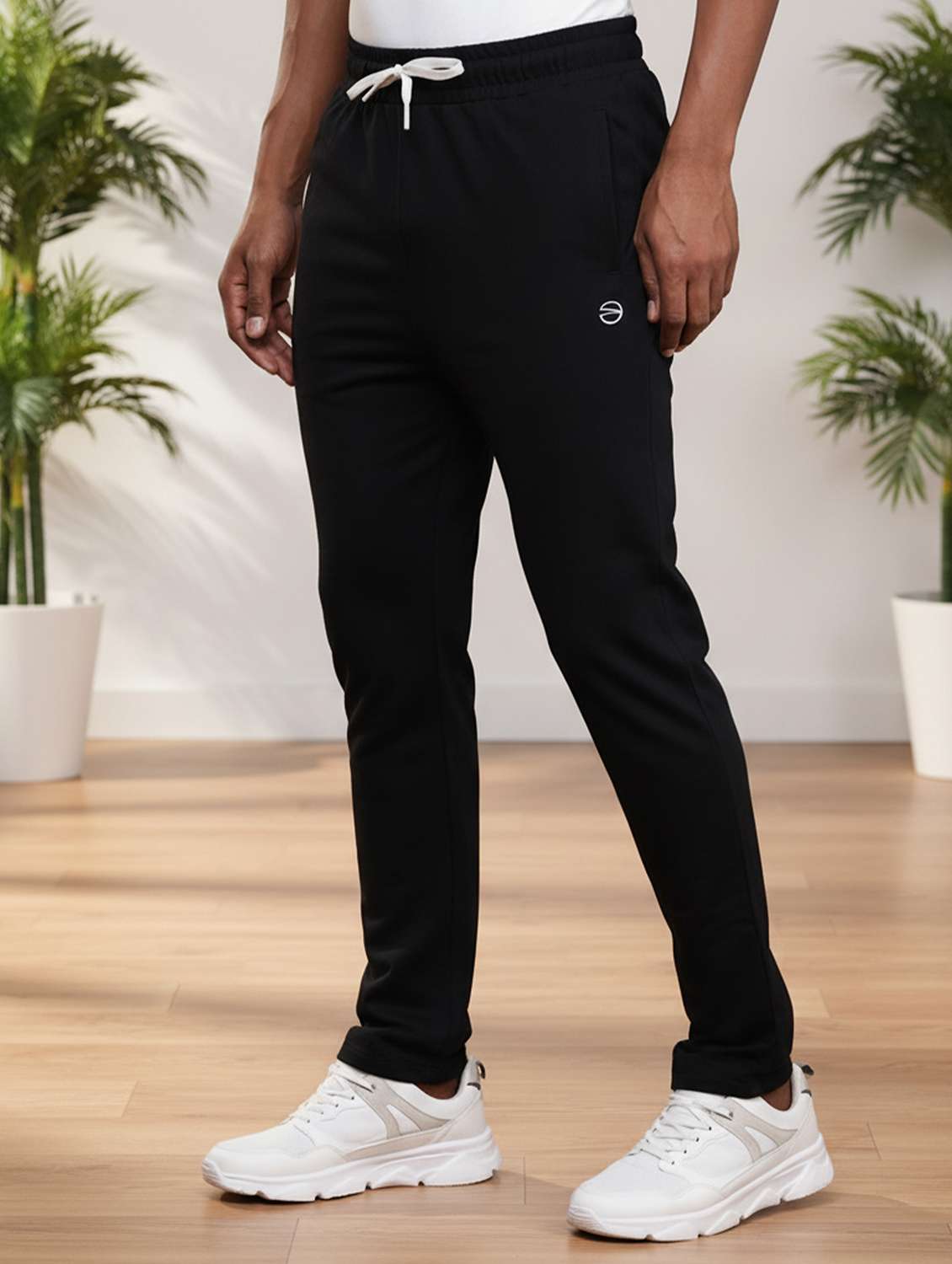 men solid mid rise full length track pant - 22107760 -  Zoom Image - 0
