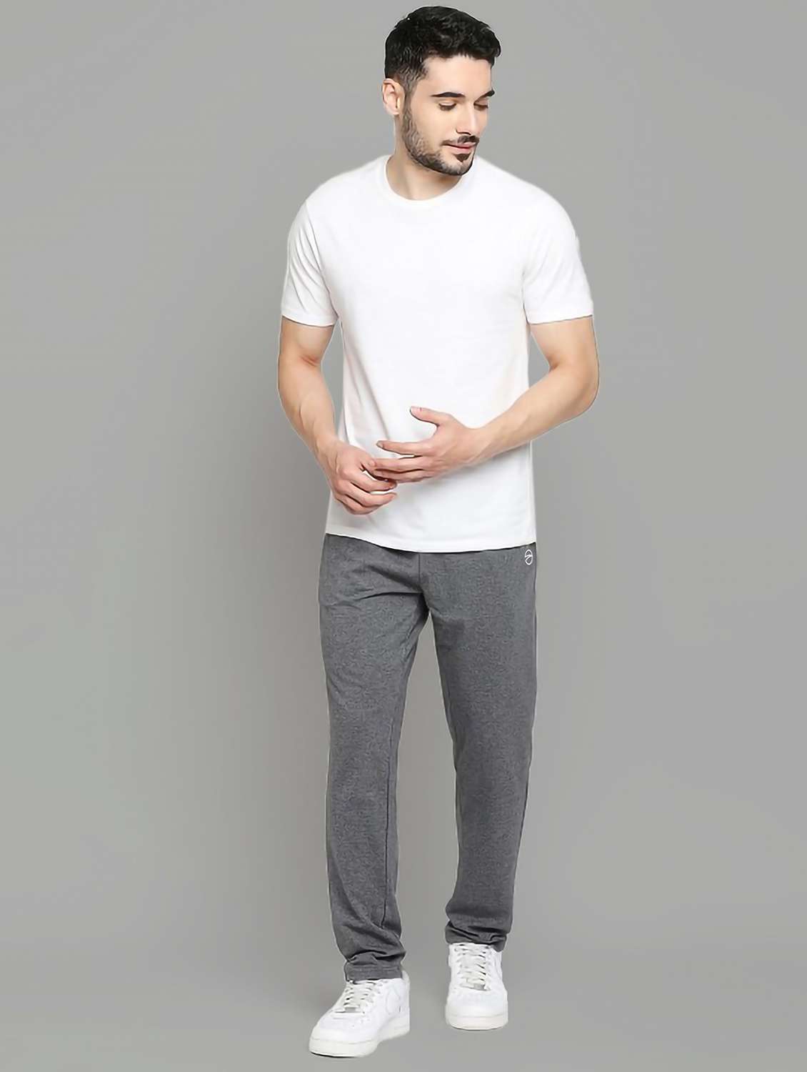 men solid mid rise full length track pant - 22107761 - Standard Image - 3