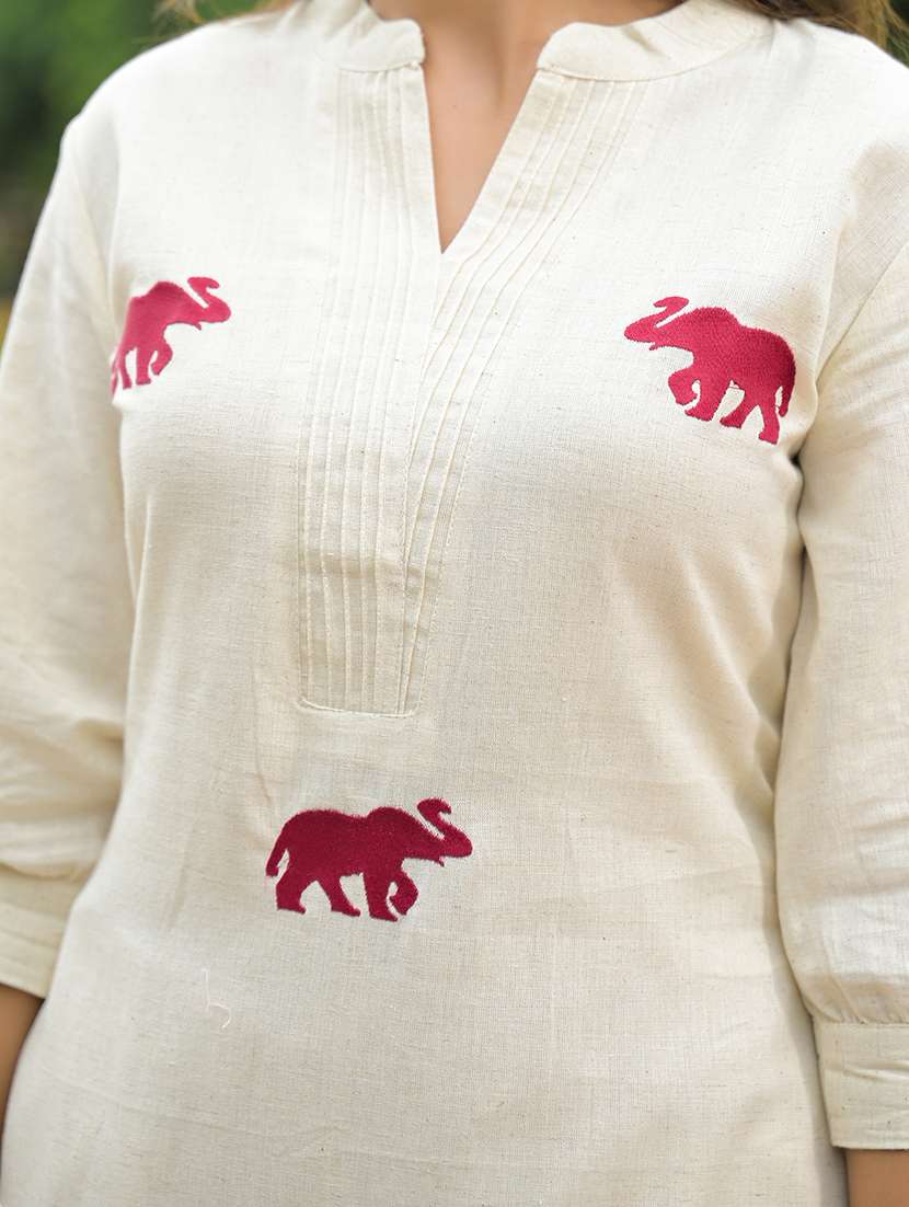 women embroidered three quarter sleeve kurta pant set - 22107795 -  Standard Image - 5