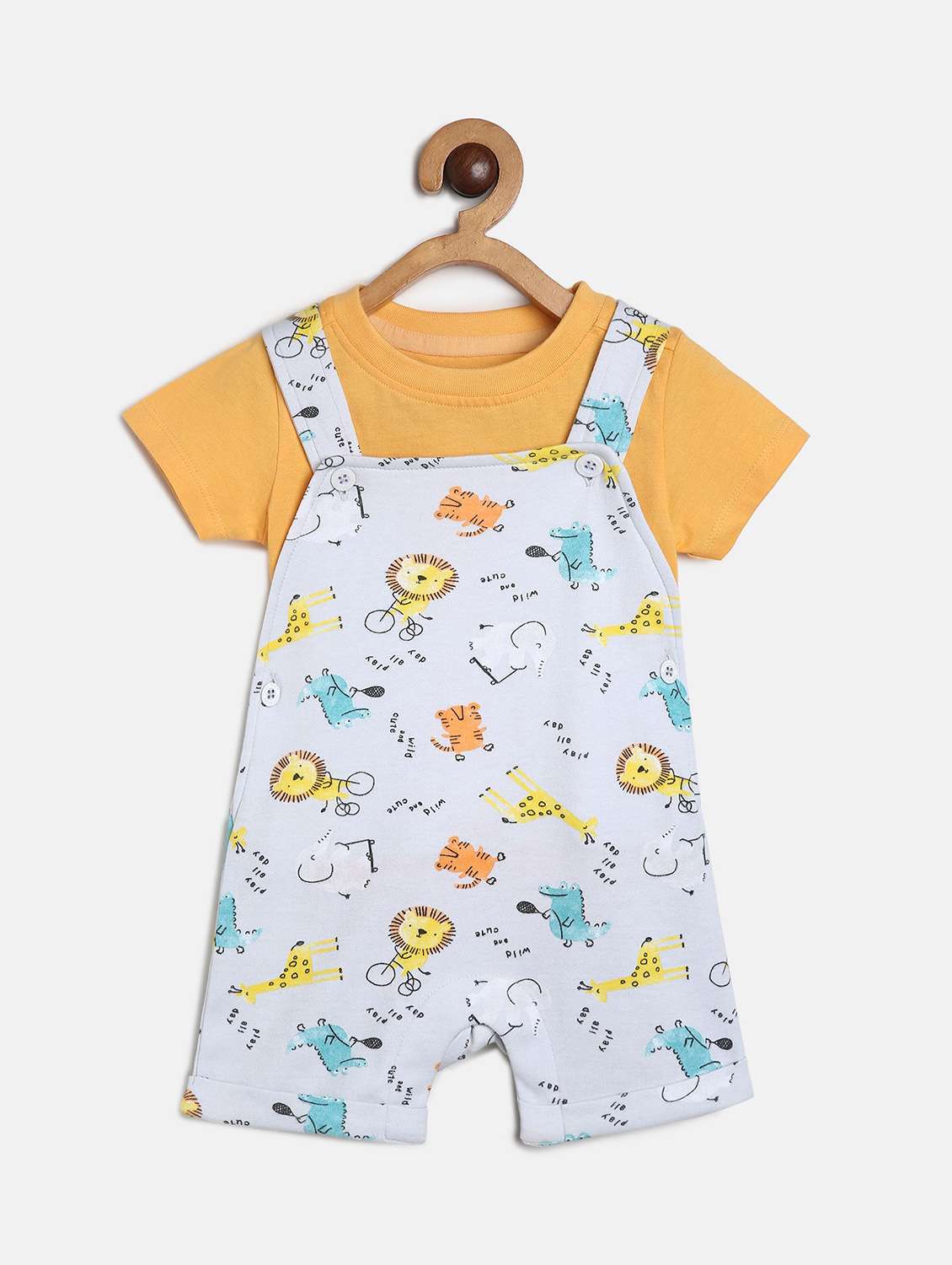 boys printed t-shirt and dungree set