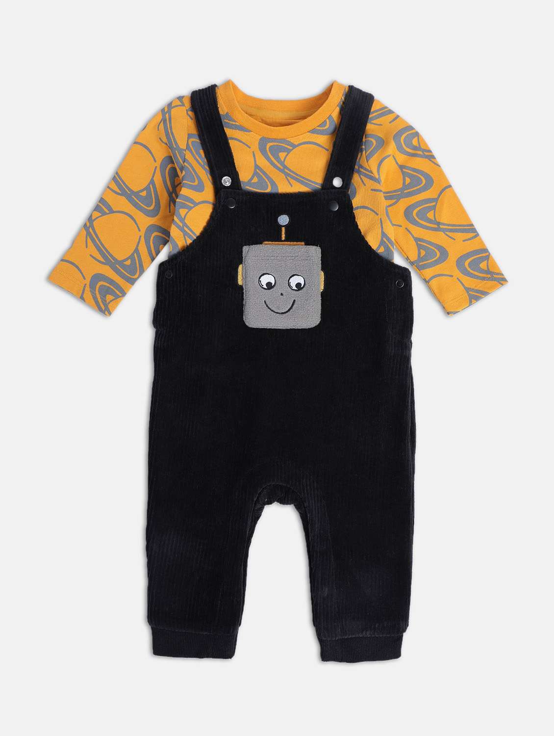 boys printed t-shirt and dungree set