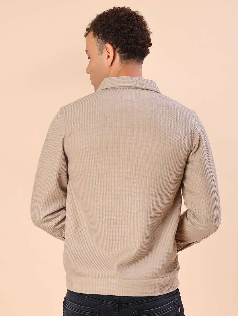 men solid long sleeve regular fit shacket - 22108040 -  Standard Image - 3
