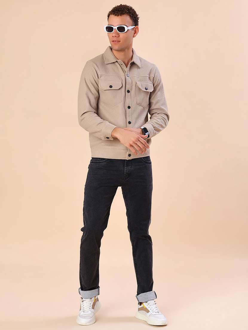 men solid long sleeve regular fit shacket - 22108040 -  Standard Image - 5