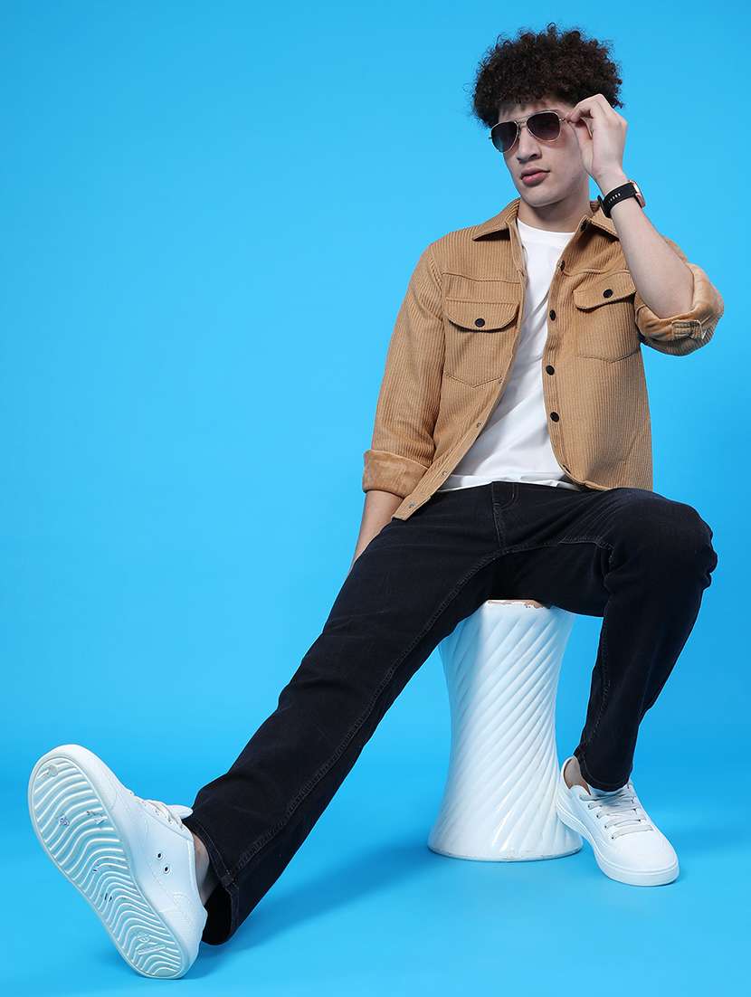 men solid long sleeve regular fit shacket - 22108042 -  Standard Image - 5