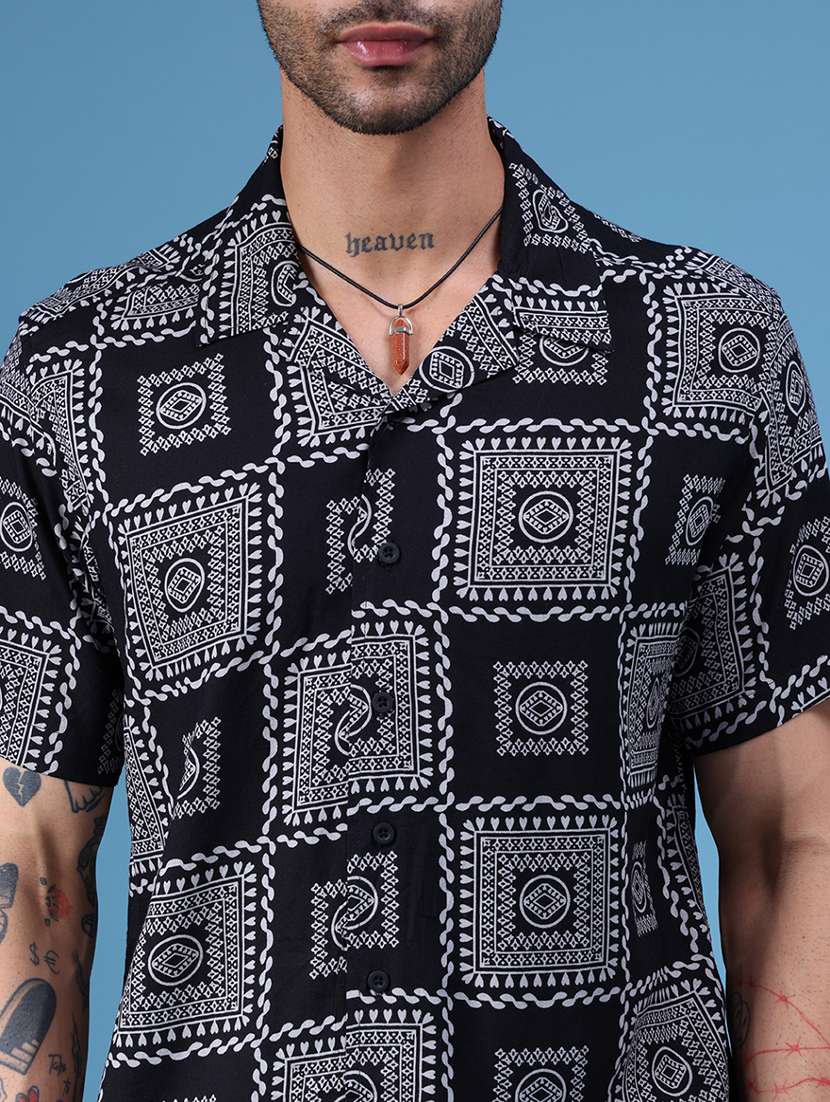 men printed short sleeve regular fit shirt - 22108045 -  Standard Image - 5