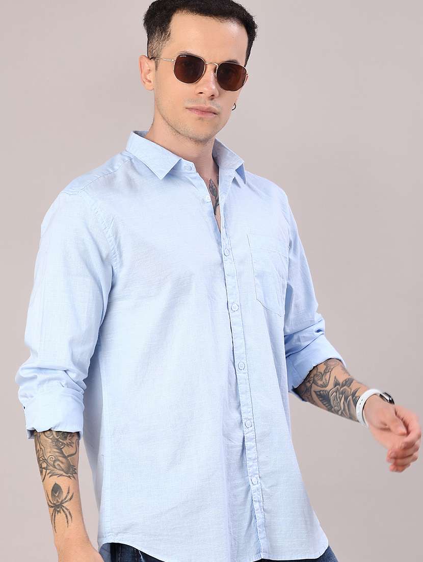 men solid long sleeve regular fit casual shirt
