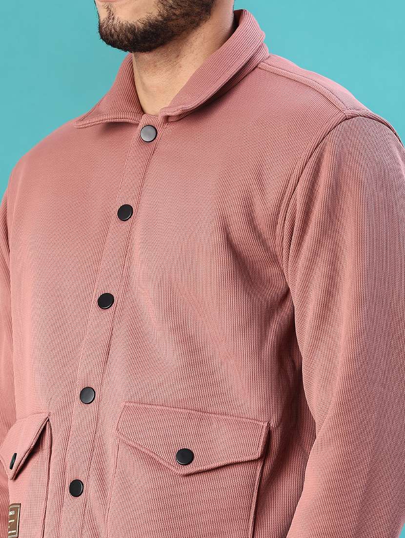 men solid long sleeve regular fit shacket - 22108057 -  Standard Image - 5