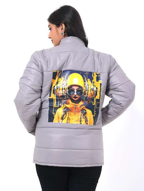 women printed long sleeve quilted jacket - 22108145 - Standard Image - 0