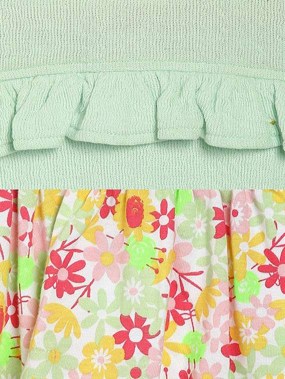 girls floral printed round neck playsuit with skirt - 22108217 -  Zoom Image - 0