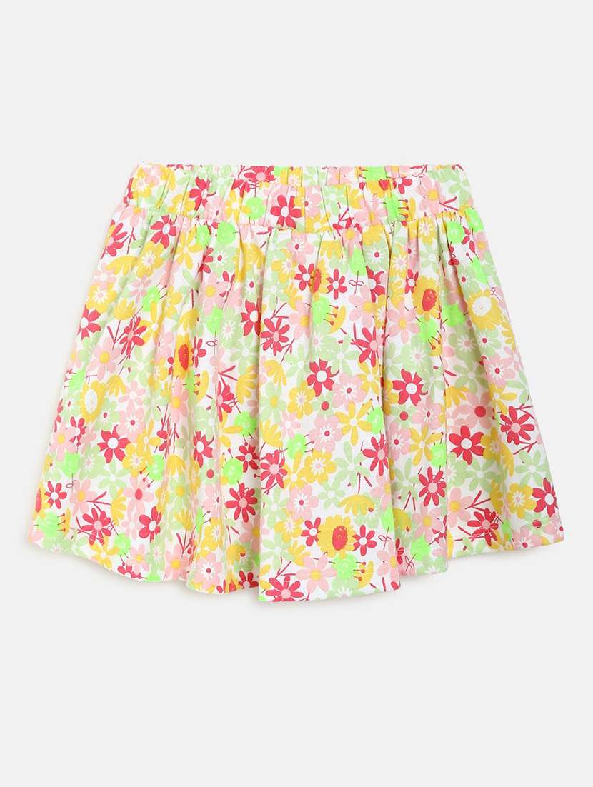 girls floral printed round neck playsuit with skirt - 22108217 -  Standard Image - 5