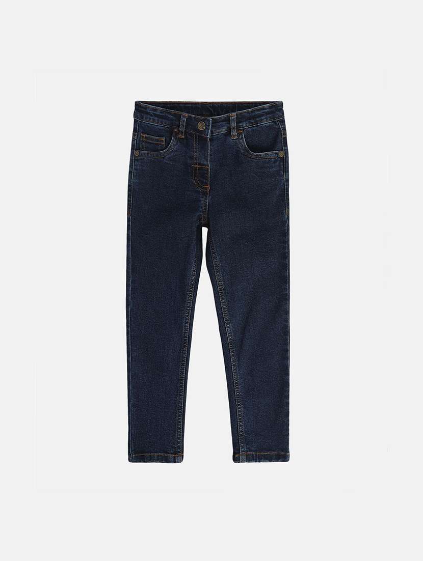 girls plain mid rise slim fit jeans