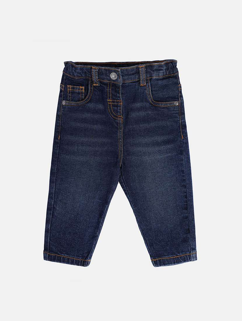 girls washed mid rise slim fit jeans