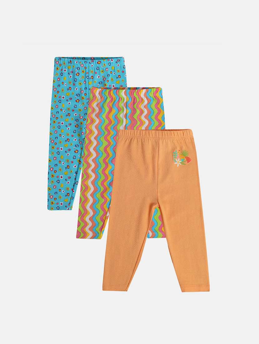 girls pack of 3 printed mid rise legging