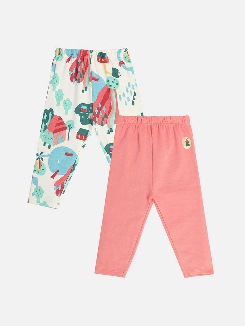girls pack of 2 printed mid rise legging