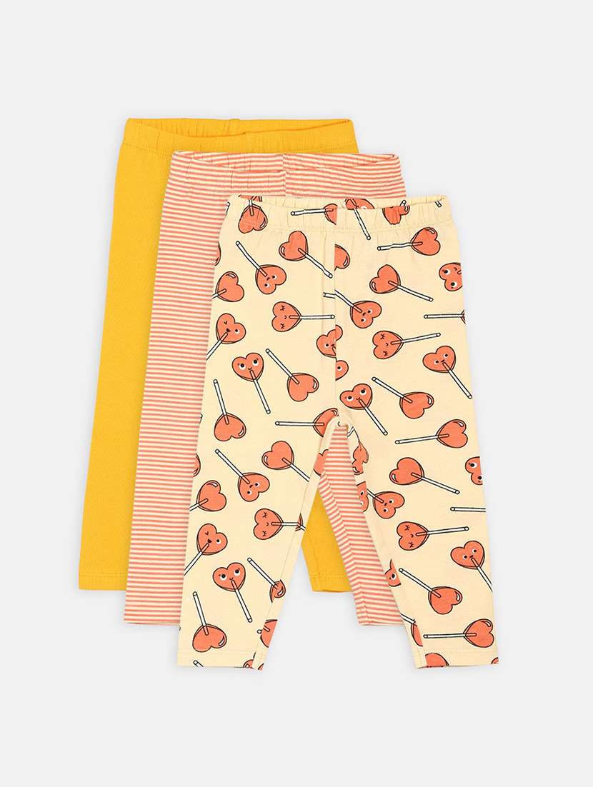 girls pack of 3 printed mid rise legging - 22108340 - Zoom Image - 0