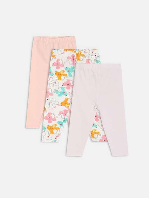 girls pack of 3 printed mid rise legging - 22108352 - Standard Image - 0