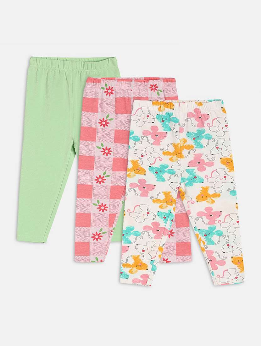 girls pack of 3 printed mid rise legging - 22108354 - Zoom Image - 0