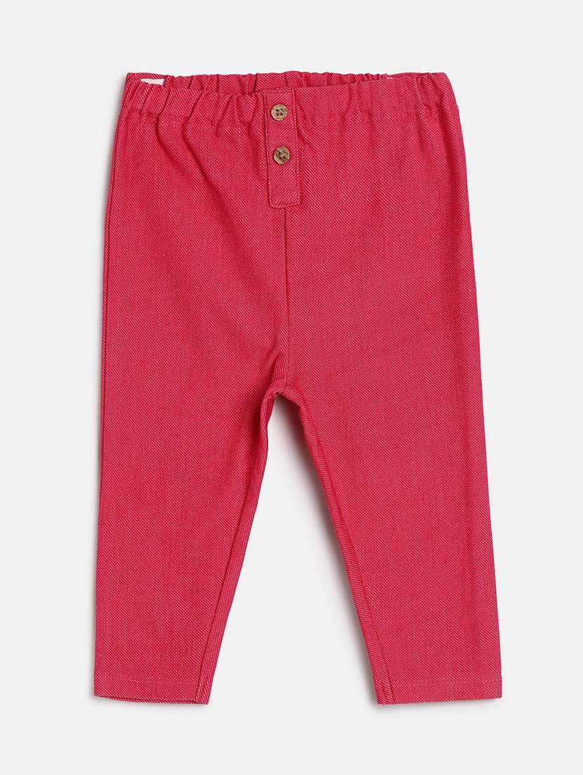 girls solid mid rise trouser