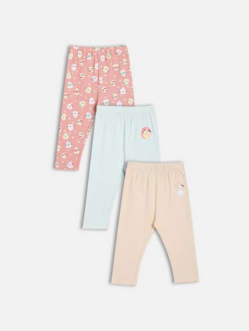 girls pack of 3 printed mid rise legging - 22108381 -  Standard Image - 0