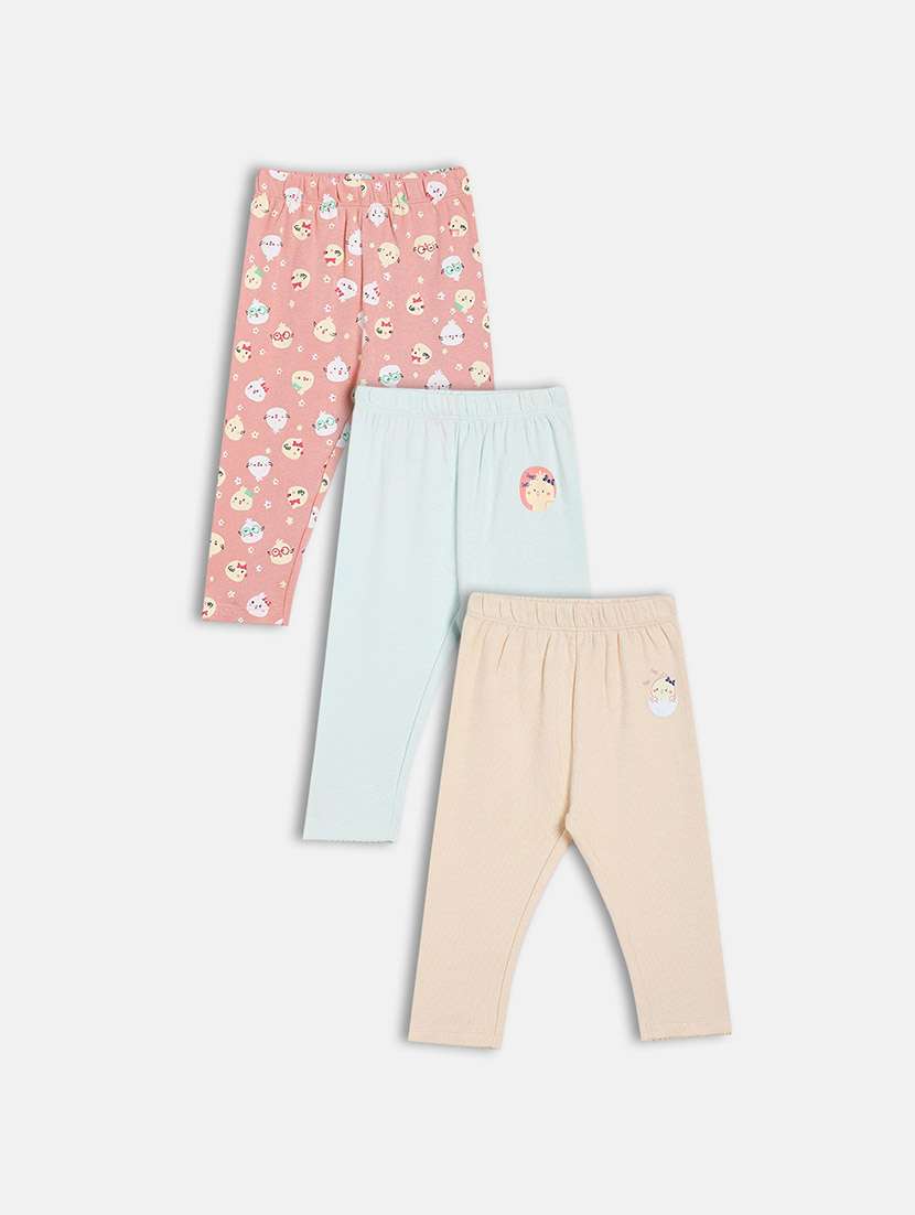 girls pack of 3 printed mid rise legging - 22108381 -  Zoom Image - 0