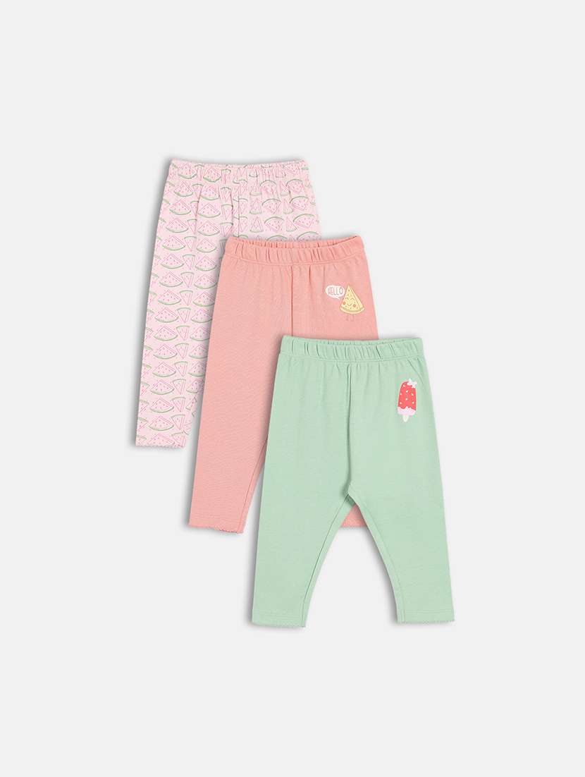 girls pack of 3 printed mid rise legging