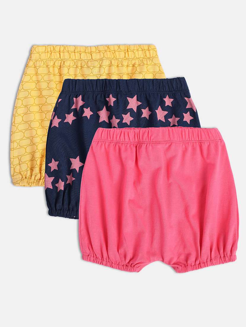 girls pack of 3 printed mid rise bloomer