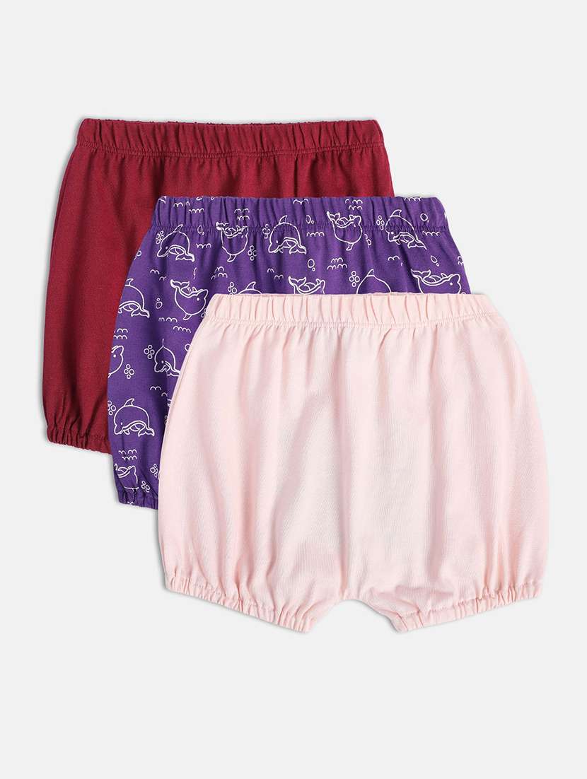 girls pack of 3 printed bloomer