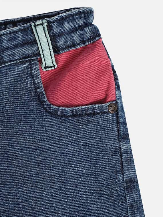 girls solid mid rise denim shorts - 22108404 -  Standard Image - 3