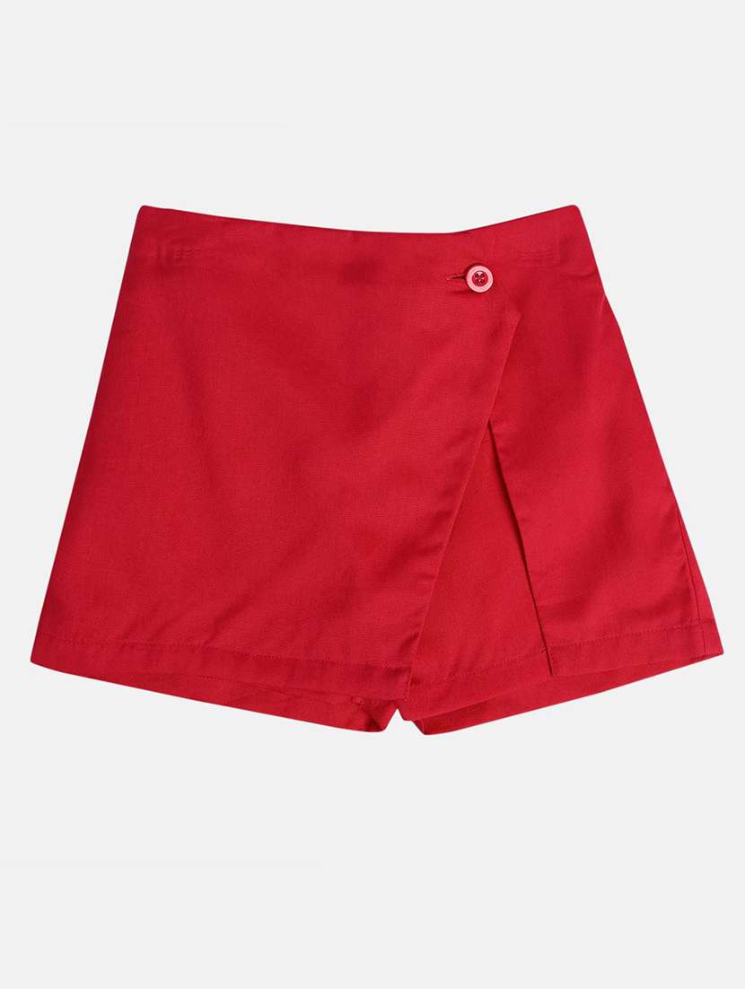 girls solid mid rise shorts