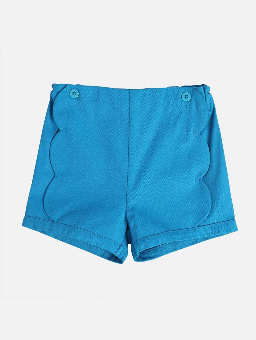 girls solid mid rise shorts