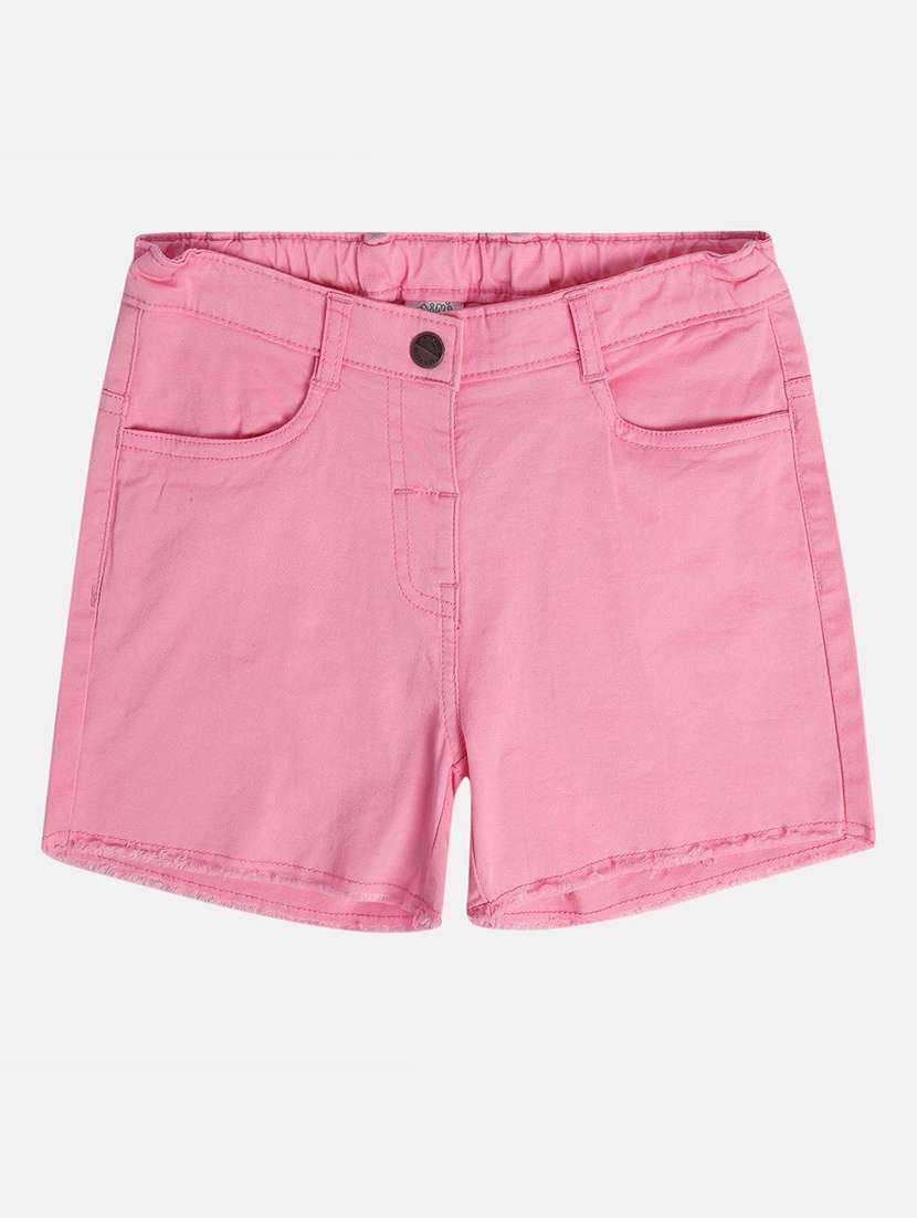 girls solid mid rise shorts