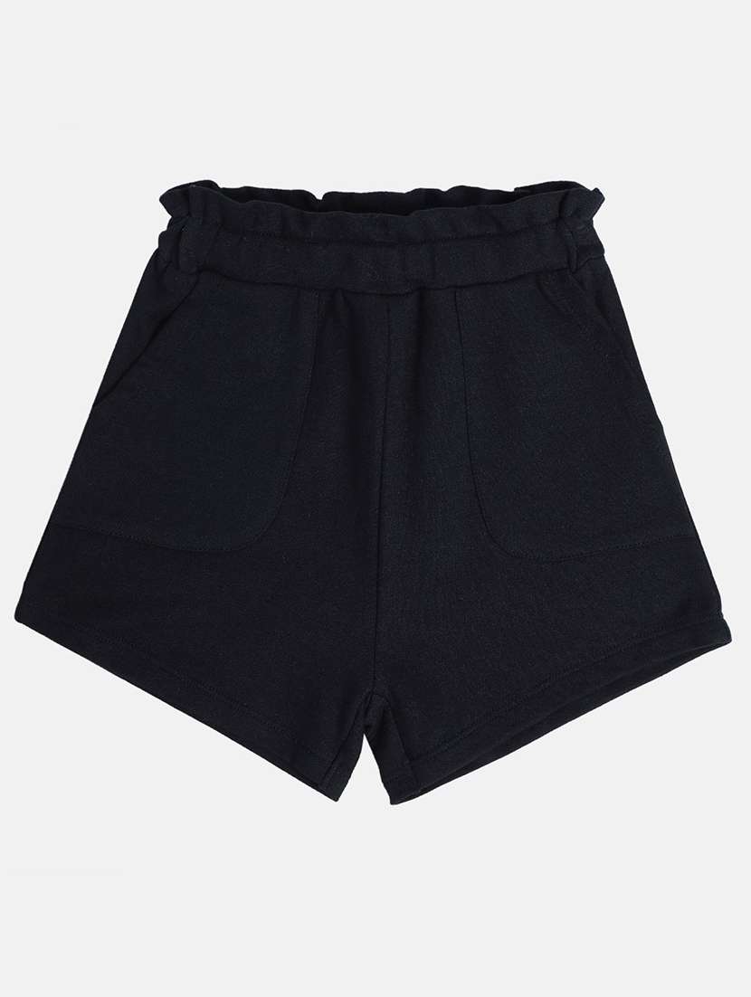 black cotton shorts and threefourth