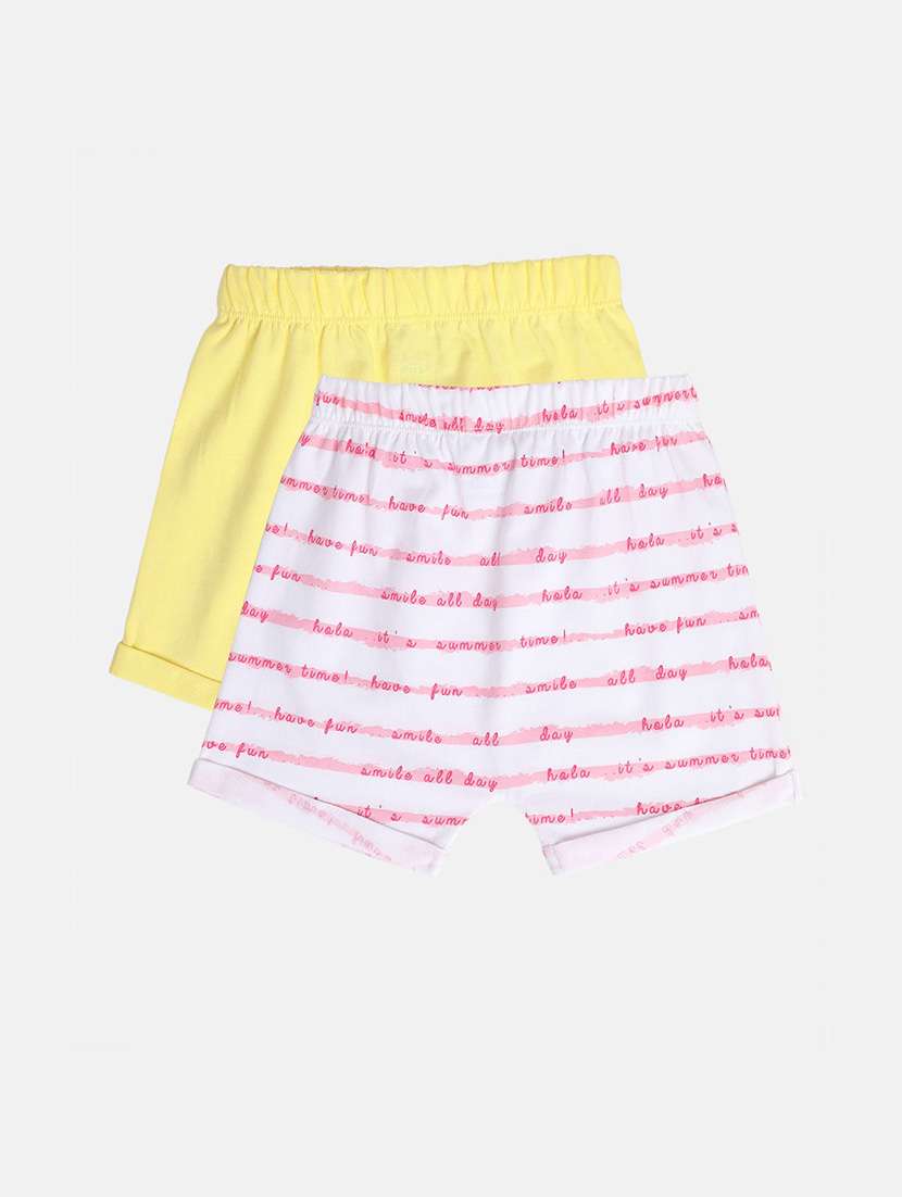 girls pack of 2 printed mid rise shorts
