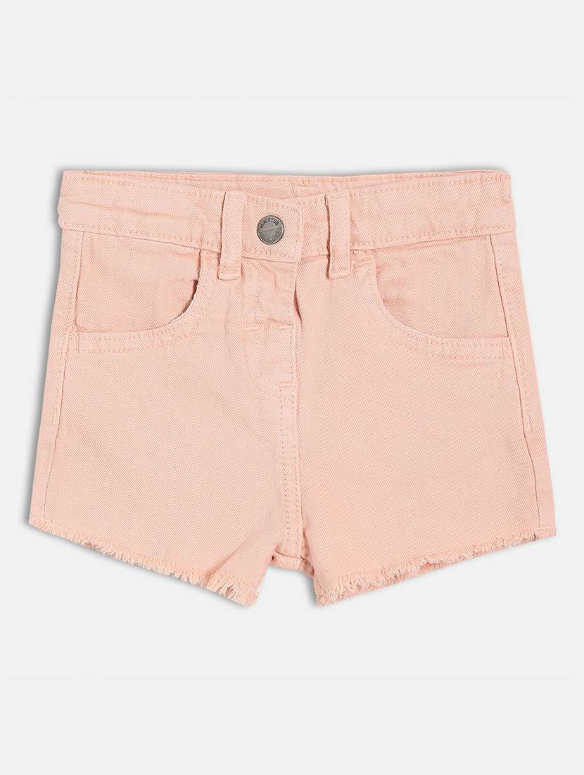 girls solid mid rise shorts