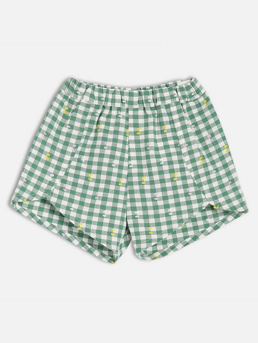 girls checkered mid rise shorts