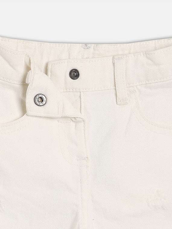 girls solid mid rise denim shorts - 22108424 -  Standard Image - 3