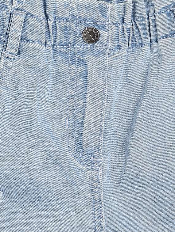 girls solid mid rise denim shorts - 22108429 -  Standard Image - 3