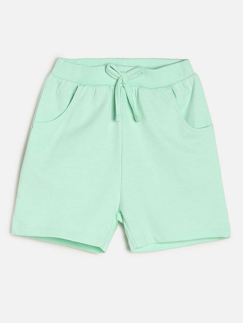girls solid mid rise shorts