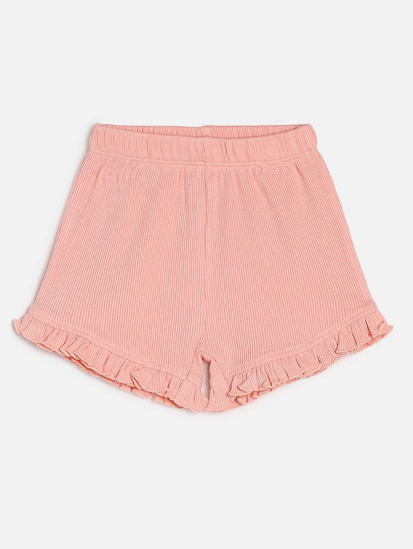 girls solid mid rise shorts