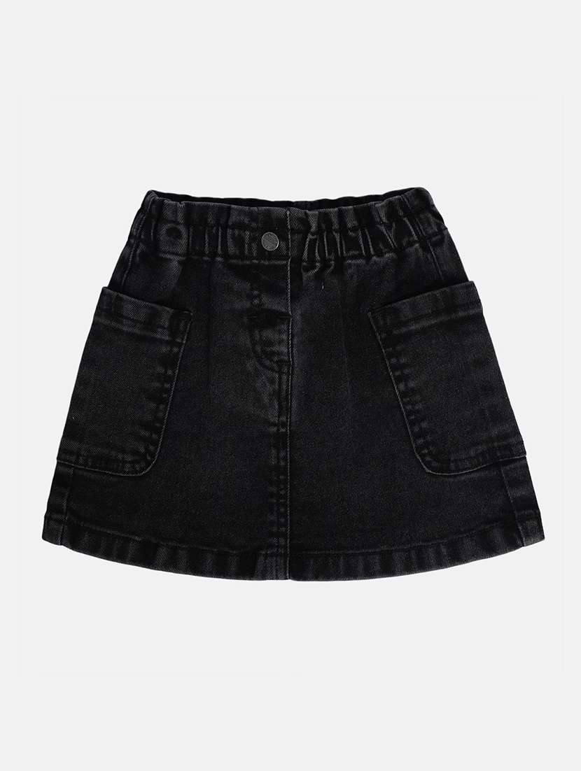 girls solid mid rise a-line skirt