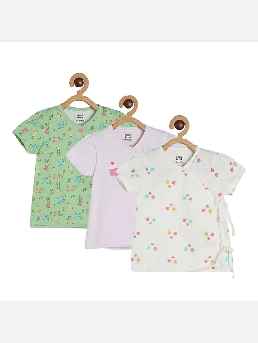 girls pack of 3 printed round neck top