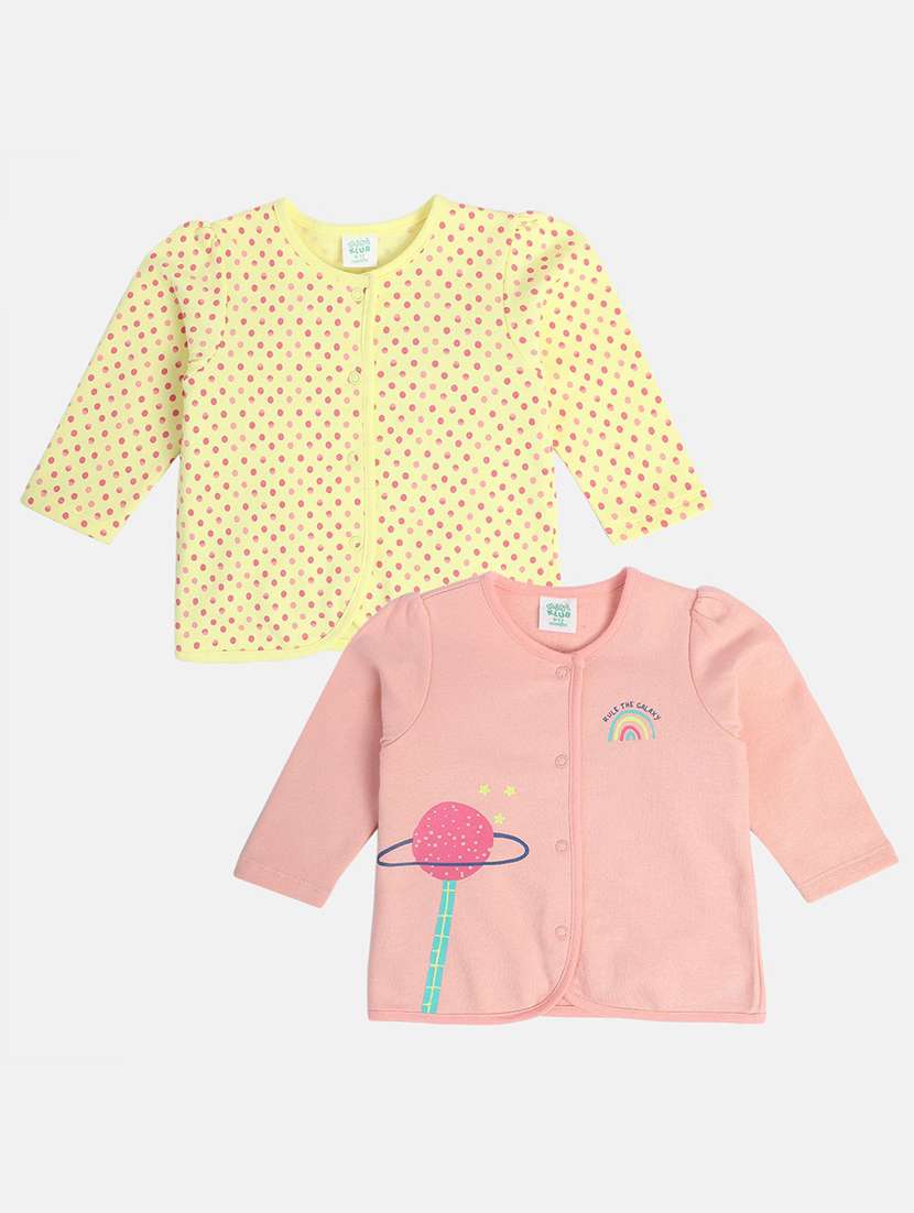 girls pack of 2 printed round neck top