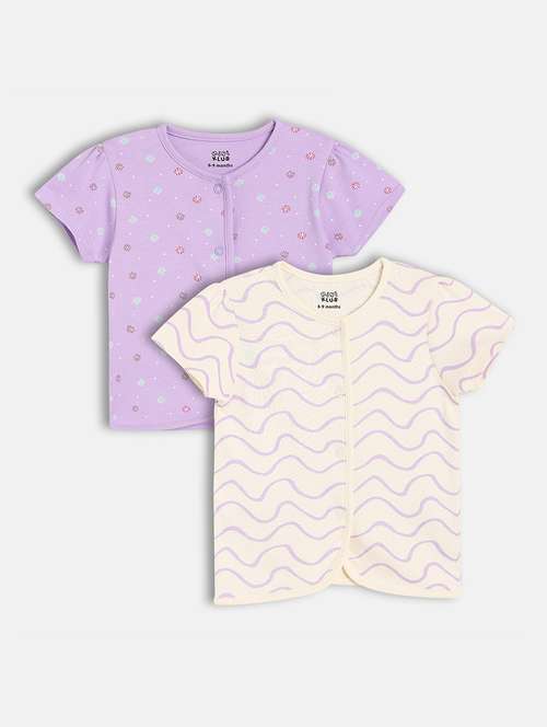 girls pack of 2 printed round neck top - 22108475 -  Standard Image - 0