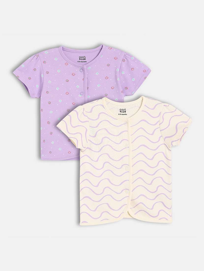 girls pack of 2 printed round neck top