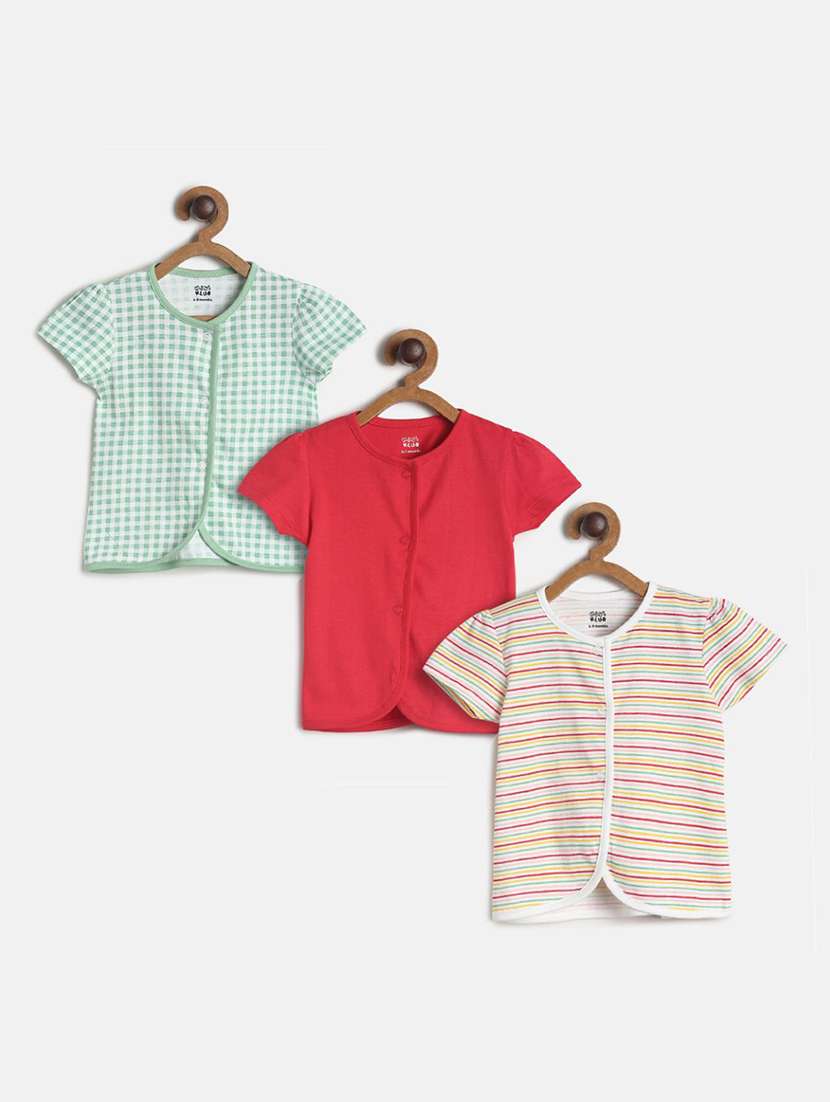 girls pack of 3 printed round neck top